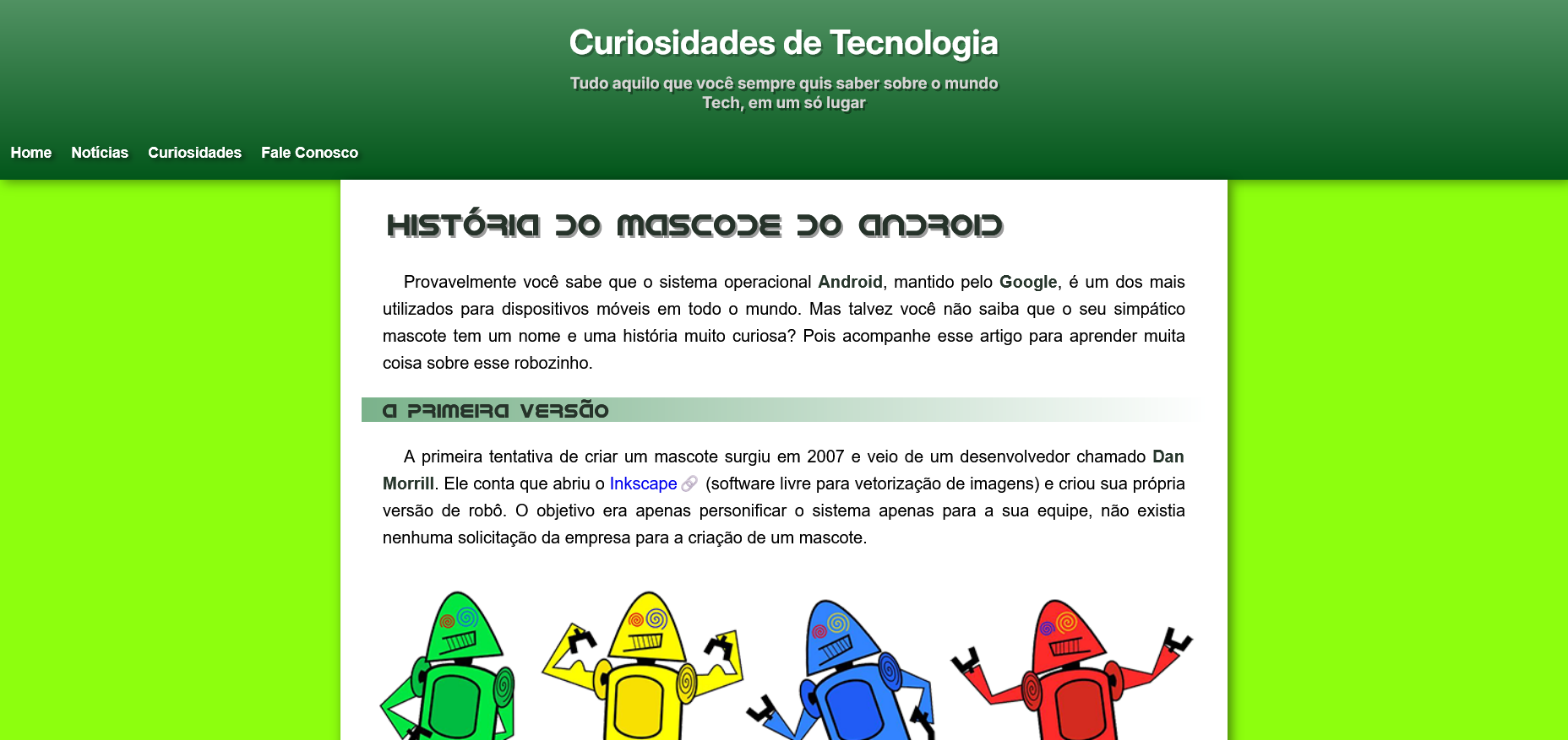 Projeto História do Mascote Android